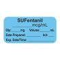 Anesthesia Label, with Expiration Date, Time & Initial (Paper, Permanent) "Sufentanil mcg/ml" 1-1/2" x 3/4" Blue - 500 per Roll