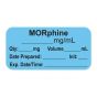 Anesthesia Label, with Expiration Date, Time & Initial (Paper, Permanent) "Morphine mg/ml" 1-1/2" x 3/4" Blue - 500 per Roll