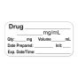 Anesthesia Label, with Expiration Date, Time & Initial (Paper, Permanent) "Drug mg/ml" 1-1/2" x 3/4" White - 500 per Roll