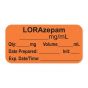 Anesthesia Label, with Expiration Date, Time & Initial (Paper, Permanent) "Lorazepam mg/ml" 1-1/2" x 3/4", Orange, - 500 per Roll