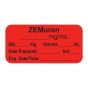 Anesthesia Label, with Expiration Date, Time & Initial (Paper, Permanent) "Zemuron mg/ml" 1-1/2" x 3/4", Fluorescent Red - 500 per Roll