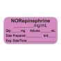 ANESTHESIA LABEL, WITH EXP. DATE, TIME, AND INITIAL, PAPER, PERMANENT, "NOREPINEPHRINE MG/ML", 1" CORE, 1-1/2" X 3/4", VIOLET, 500 PER ROLL