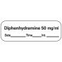 Anesthesia Label with Date, Time & Initial (Paper, Permanent) Diphenhydramine 50 1 1/2" x 1/2" White - 600 per Roll