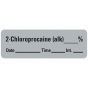 Anesthesia Label with Date, Time & Initial (Paper, Permanent) 2-Chloroprocaine 1 1/2" x 1/2" Gray - 600 per Roll