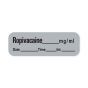 Anesthesia Label with Date, Time & Initial (Paper, Permanent) Ropivacaine mg/ml 1 1/2" x 1/2" Gray - 600 per Roll