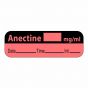 Anesthesia Label with Date, Time & Initial (Paper, Permanent) Anectine mg/ml 1 1/2" x 1/2" Fluorescent Red - 600 per Roll