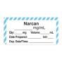 ANESTHESIA LABEL, WITH EXPIRATION DATE, TIME & INITIAL (PAPER, PERMANENT) "NARCAN MG/ML" 1-1/2" X 3/4", WHITE WITH BLUE, - 500 PER ROLL 