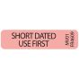 Lab Communication Label (Paper, Permanent) Short Dated Use 1 1/4"x5/16" Fluorescent Red - 760 per Roll