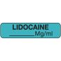 Label Paper Removable Lidocaine mg/ml, 1" Core, 1 1/4" x 5/16", Blue, 760 per Roll