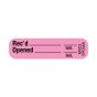 Label Paper Removable Recd I Init. Iopened, 1" Core, 1 7/16" x 3/8", Fl. Pink, 666 per Roll
