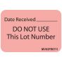 Lab Communication Label (Paper, Permanent) Date Received 1 7/16"x1 Fluorescent Red - 666 per Roll