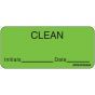 Label Paper Removable Clean Initials Date, 1" Core, 2 1/4" x 1", Fl. Green, 420 per Roll