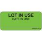Label Paper Removable Lot In Use, 1" Core, 2 1/4" x 1", Fl. Green, 420 per Roll