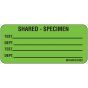 Label Paper Removable Shared - Specimen, 1" Core, 2 1/4" x 1", Fl. Green, 420 per Roll