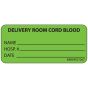 Label Paper Removable Delivery Room Cord, 1" Core, 2 1/4" x 1", Fl. Green, 420 per Roll