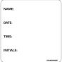 Label Paper Removable Name: Date: Time:, 1" Core, 2 7/16" x 2 1/2", White, 400 per Roll