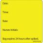 Label Paper Permanent Date: Time: Rate: 1" Core 2 7/16"x2 1/2" Yellow 400 per Roll