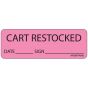 Label Paper Removable Cart Restocked Date, 1" Core, 2 15/16" x 1", Fl. Pink, 333 per Roll