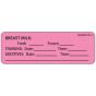 Label Paper Removable Breast Milk: Fresh, 1" Core, 2 15/16" x 1", Fl. Pink, 333 per Roll