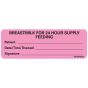 Label Paper Removable Breastmilk For 24, 1" Core, 2 15/16" x 1", Fl. Pink, 333 per Roll