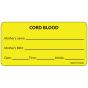 Label Paper Permanent Cord Blood Mothers 1" Core 2 15/16"x1 1/2" Yellow 333 per Roll
