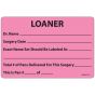 Label Paper Removable Loaner Dr., 1" Core, 4" x 2 5/8", Fl. Pink, 375 per Roll