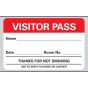 Visitor Pass Label Paper, Removable "Visitor Pass" 2-3/4" x 1-3/4" White with Red, 500 per Roll, 2 Rolls per Box