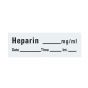 ANESTHESIA TAPE WITH DATE, TIME & INITIAL (REMOVABLE) HEPARIN MG/ML 1/2" X 500" - 333 IMPRINTS - WHITE - 500 INCHES PER ROLL