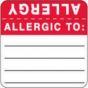 Label Wraparound Paper Permanent Allergy Allergic To: 2" X 2" White with Red, 500 per Roll