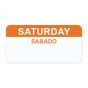 Label Paper Permanent "Saturday Sabado", 2"x1", White with Orange, 1000 per Roll