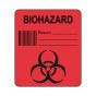 Hazard Label (Paper, Permanent) Biohazard Reason  1 1/2"x1 3/4" Fluorescent Red - 250 Labels per Roll