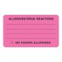 Label Paper Removable Allergies/drug React 3" x 1", 3/4", Fl. Pink, 500 per Roll