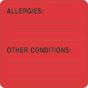 Label Paper Removable Allergies: 2 1/2" x 2 1/2", Fl. Red, 500 per Roll