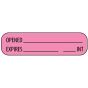 Label Paper Removable Opened Expires Int, 1" Core, 1 7/16" x 3/8", Fl. Pink, 666 per Roll