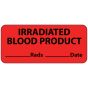 Label Paper Permanent Irradiated Blood, 1" Core, 2 1/4" x 1", Fl. Red, 420 per Roll
