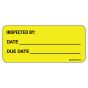 Label Paper Permanent Inspected By:, 1" Core, 2 1/4" x 1", Yellow, 420 per Roll