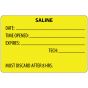 Label Paper Permanent Saline Date: Time, 1" Core, 4" x 2 5/8", Yellow, 375 per Roll