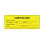 Lab Communication Label (Paper, Permanent) Cord Blood Mothers  2 1/4"x7/8" Fluorescent Yellow - 1000 per Roll