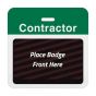 TEMPbadge® Expiring Visitor Badge Clip-on BACK, Pre-Printed "Contractor," Green