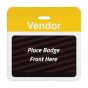 TEMPbadge® Expiring Visitor Badge Clip-on BACK, Pre-Printed "Vendor," Yellow, Box of 1000
