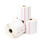 Direct Thermal Label, Paper, Permanent, 4" x 4 1/2", 1" Core, White with Pink Border, 4 rolls of 500 labels