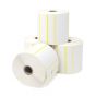 Direct Thermal Label, Paper, Permanent, 4" x 4 1/2", 1" Core, White with Yellow Border, 4 rolls of 500 labels