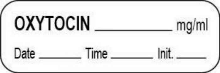 Anesthesia Label with Date, Time & Initial (Paper, Permanent) Oxytocin mg/ml 1 1/2" x 1/2" White - 1000 per Roll