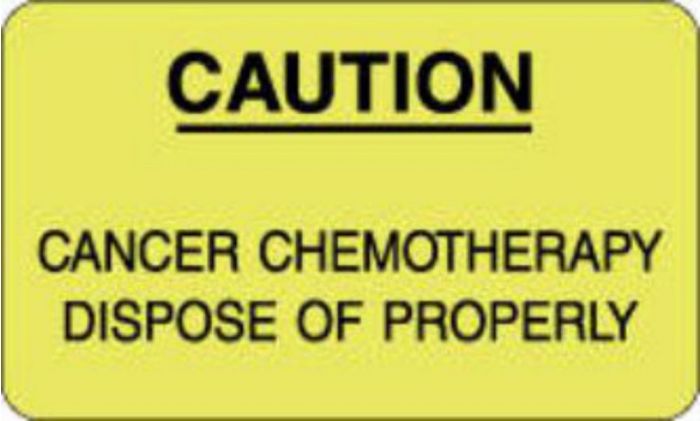Label Paper Permanent Caution Cancer  2 1/2"x1 1/2" Fl. Yellow 1000 per Roll
