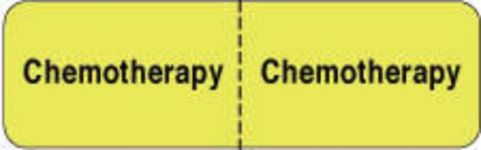 IV Label Wraparound Paper Permanent Chemotherapy |  2 7/8"x7/8" Fl. Yellow 1000 per Roll