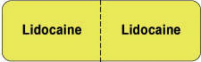 IV Label Wraparound Paper Permanent Lidocaine |  2 7/8"x7/8" Fl. Yellow 1000 per Roll