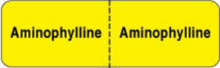 IV Label Wraparound Paper Permanent Aminophylline |  2 7/8"x7/8" Yellow 1000 per Roll