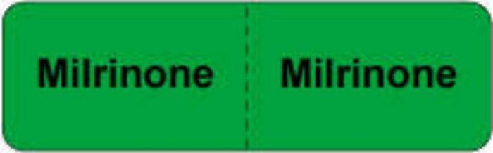 Label Paper Permanent Milrinone:milrinone 2 7/8" x 7/8", Green, 1000 per Roll