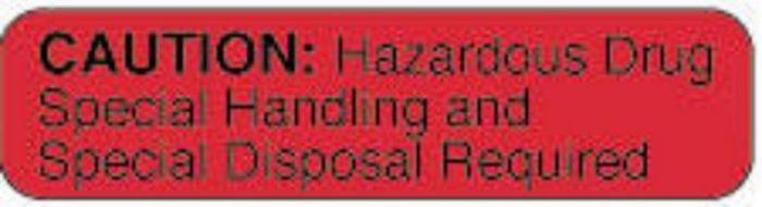 Communication Label (Paper, Permanent) Caution: Hazardous 2" x 1/2" Fluorescent Red - 1000 per Roll