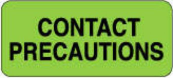 Label Paper Removable Contact Precautions 2 1"/4" x 1", Fl. Green, 1000 per Roll